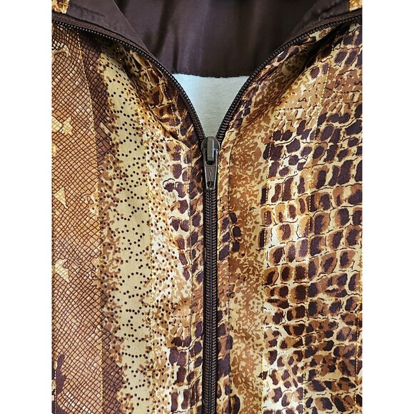 Vintage Nylon Bomber Jacket Snakeskin Pattern Gold Brown 90s Y2K Hip Hop Womans - Picture 6 of 15